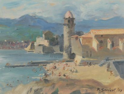 null Robert GENICOT (1890-1981)
Vue du port de Collioure
Huile sur papier.
Signée...