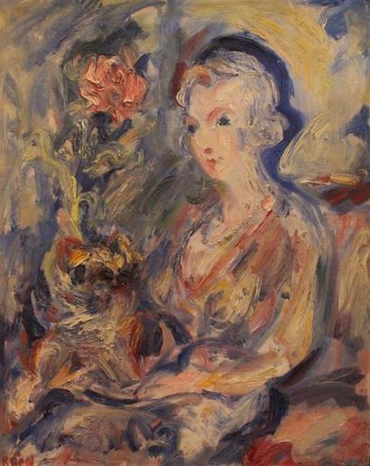 null Paul KRON (1869-1936)
Jeune femme à la rose
Huile sur toile.
Signée en bas à...