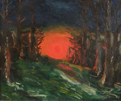 null Robert GENICOT (1890-1981)
Coucher de soleil dans une forêt en hiver
Huile sur...