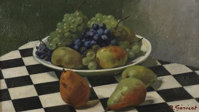 null Robert GENICOT (1890-1981)
Coupe de fruits sur une nappe damier
Huile sur toile.
Signée...