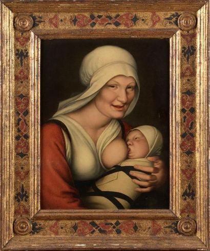  CLOUET François (Ecole de) Tours 1520 - Paris 1572 La Nourrice dit aussi femme allaitant...