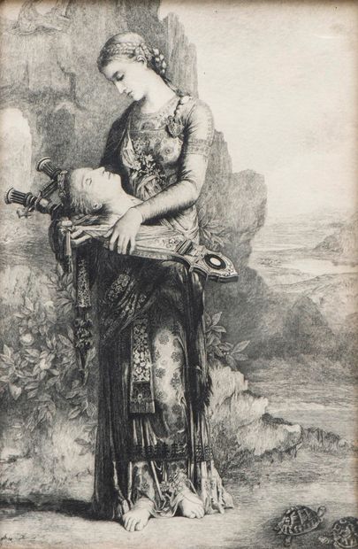  Gustave MOREAU (1826-1898) d'après, 'Orphée', gravure.
26.5 x 17 cm Gazette Drouot