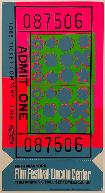 Andy Warhol (1928-1987) 
Ticket de métro 1967 Affiche sérigraphiée pour le Film Festival,...