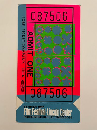 Andy Warhol (1928-1987) 
Ticket de métro 1967 Affiche sérigraphiée pour le Film Festival,...