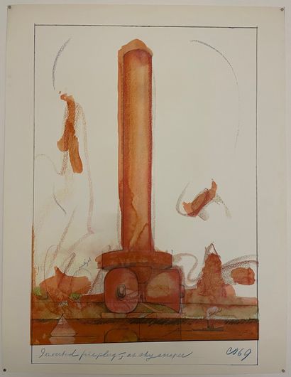 Claes Oldenburg (Né en 1929) 
Inverted fireplug, as skyscraper 1969 Lithographic...