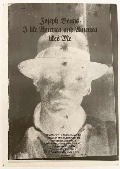 Joseph BEUYS (1921-1986) 
Affiche de l’exposition Joseph Beuys, I like America and...