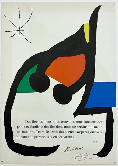 Joan MIRO (1893-1983) 
Lot including two lithographs:




- One with a text by Michel...