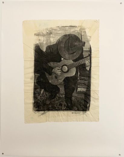 CHRISTIAN LOUIS (1948-2001) Guitarist Photo on japanese paper mounted on paper

Signed...