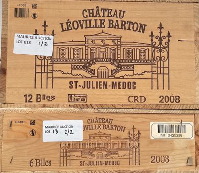 18 bouteilles Leoville Barton Leoville Barton 2008 Saint Julien, 2nd cru classé Provenance...