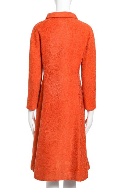 Hubert de Givenchy An Hubert de Givenchy couture orange brocatelle silk coat, late...