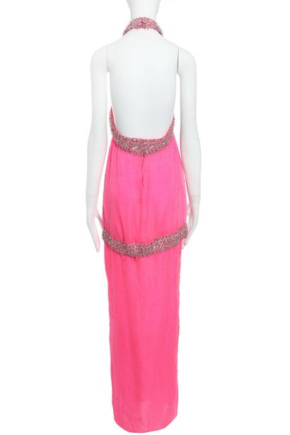 Pierre CARDIN Haute Couture A Pierre Cardin couture shocking-pink chiffon evening...