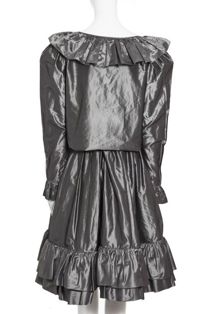 Yves Saint LAURENT An Yves Saint Laurent silver taffeta ensemble, 1980s,

An Yves...