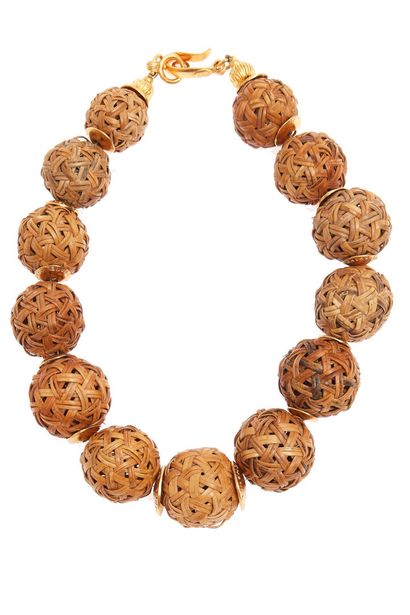 CHANEL 
A rare Chanel cherrywood basket-weave bauble necklace, 1999,





A rare...