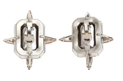 YSL 
A pair of Yves Saint Laurent large rhinestone earrings, Autumn-Winter 1980-81,





A...
