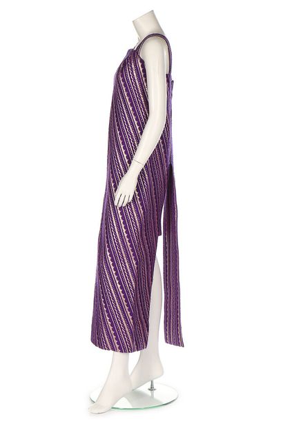 Pedro Rodríguez Pedro Rodriguez purple wool and silver brocatelle evening ensemble,...