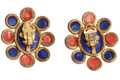 CHANEL A pair of Chanel 'coral' and lapis-blue earrings, Spring-Summer 1993

A pair...