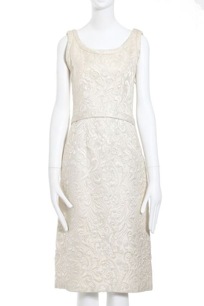 Pierre BALMAIN Pierre Balmain couture ivory brocatelle evening ensemble, circa 1965,

A...