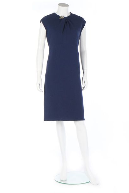 BALENCIAGA A Balenciaga couture navy wool crêpe shift dress, Autumn-Winter 1966-67,

A...