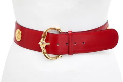CELINE A Celine red leather belt with gilt medallions, 1990s,

A Celine red leather...