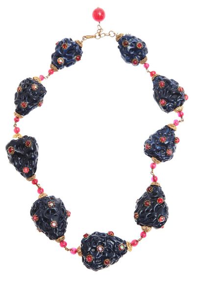 Givenchy HC A Givenchy couture by Gripoix blue pate de verre blistered bead necklace,...