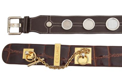 CELINE A Celine brown leather belt inset with coins of Europe, 1990s,

A Celine brown...