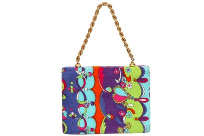 PUCCI Pucci printed velvet bag, 1960s with two interior satin lined compartments,...