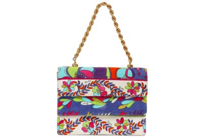 PUCCI Pucci printed velvet bag, 1960s with two interior satin lined compartments,...