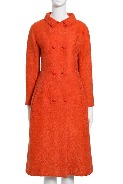 Hubert de Givenchy An Hubert de Givenchy couture orange brocatelle silk coat, late...