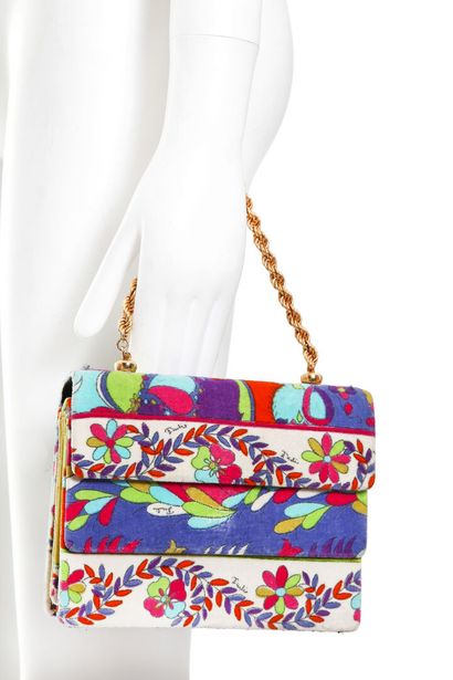 PUCCI Pucci printed velvet bag, 1960s with two interior satin lined compartments,...