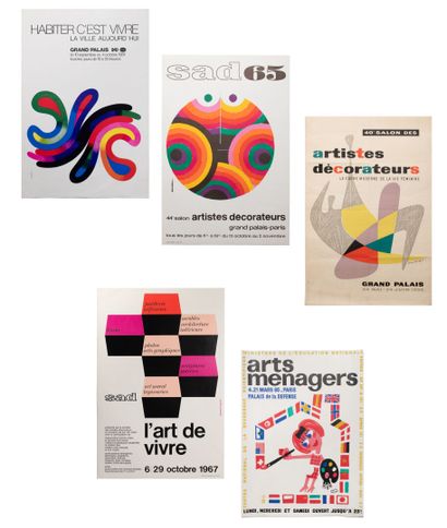 Ensemble de cinq affiches : - SAD, 1940

- SAD, 1965

- SAD, L'art de vivre, 1967

-...