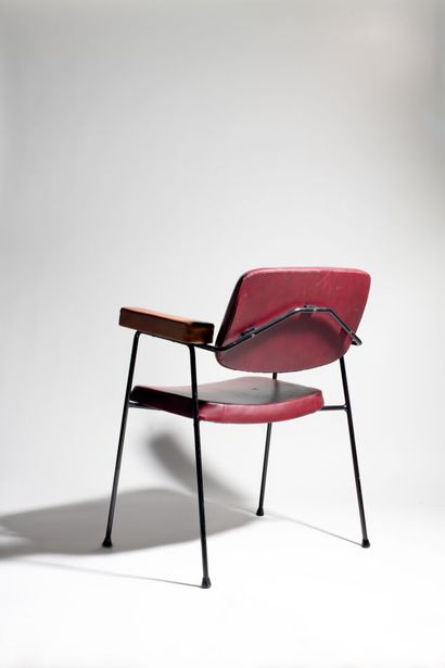 Pierre PAULIN (1927-2009) Bridge chair, model CM197 

Seat and back in carmine leatherette,...