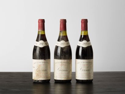 Cornas, Cuvée SC - Marcel Juge 3 bouteilles 1983 Etiquettes abîmées et poussiéreuses,...