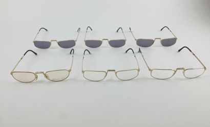 CHRISTIAN DIOR Year 1980 

Lot including 6 pairs of folding glasses in their cases.

Marked...