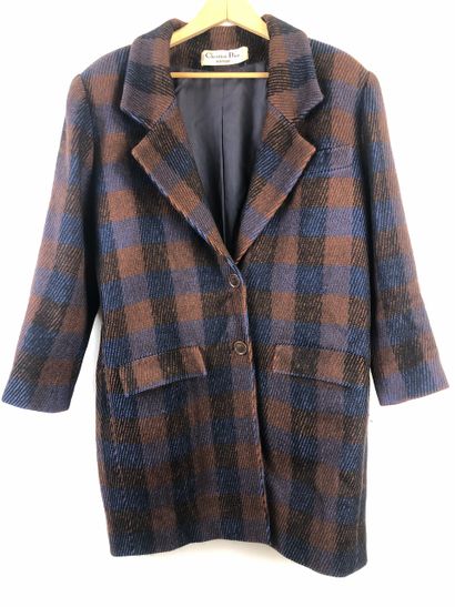 Christian DIOR Boutique 1980's 

Wool coat with chocolate and midnight blue check...