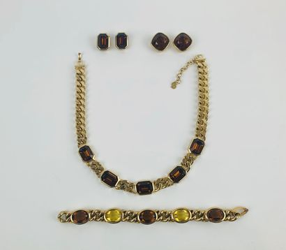 CHRISTIAN DIOR 1980's 

Recomposed set including a necklace, a bracelet and two pairs...