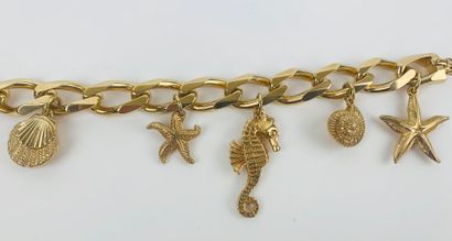 CHRISTIAN DIOR 1980's 

Gold-plated metal bracelet with 5 pendants on the theme of...