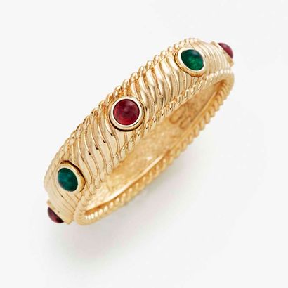 CHRISTIAN DIOR 1980's 

Gold-plated metal bracelet with cabochon applications imitating...