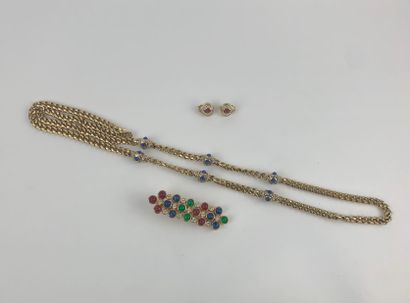 CHRISTIAN DIOR 1980's 

Lot including a necklace, a barrette brooch and a pair of...