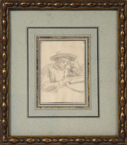 Entourage de Jean-Baptiste Millet (1830-1906) Jeune homme pensif, attablé, le coude...