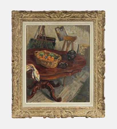 Frédéric LUCE (1896-1974) L'atelier du peintre
Huile sur panneau de bois
Signée en...