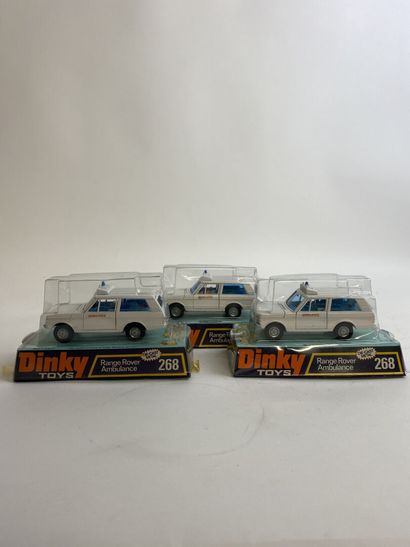 DINKY TOYS ENGLAND - Ref 268 Range Rover Ambulance X3 White color, light blue interior...