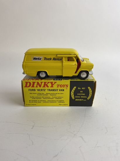 DINKY TOYS ENGLAND - Ref 407 Ford "Hertz" Transit Van Bright yellow color, red interior,...