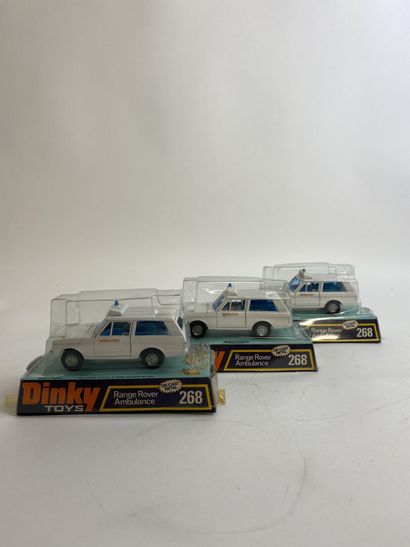 DINKY TOYS ENGLAND - Ref 268 Range Rover Ambulance X3 White color, light blue interior...