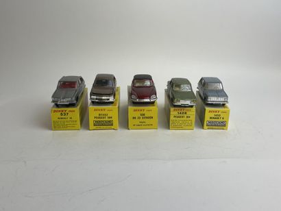 DINKY TOYS FRANCE made in Spain- Cinq Voitures ref 1428 Peugeot 304 in green metallic...