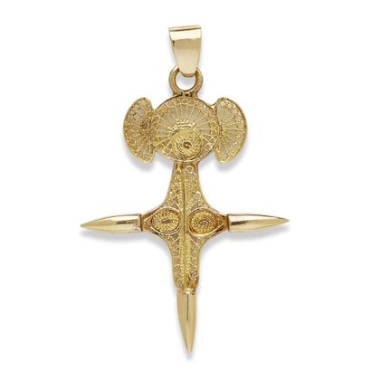 null Pendant in 18K (750) gold featuring a stylized cross, gross weight: 8.06 grs,...