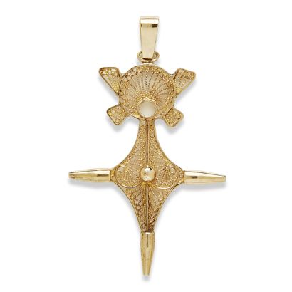 null Pendant in the shape of a stylized cross in 18K (750) gold, gross weight: 8.85...