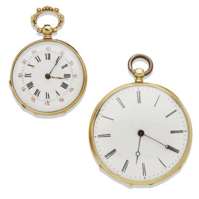 null Gold pocket watch and collar watch

The pocket watch with cream dial in 18K...