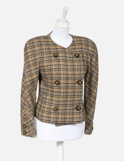 VALENTINO Woolen check coat size 44 and Valentino Boutique, a brown houndstooth wool...