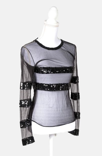SAINT LAURENT Two long sleeve tops:

- One in black lace, size supposedly S, original...