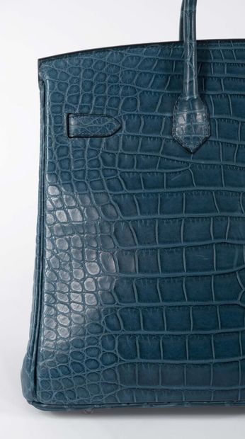 HERMES Birkin 35 bag in mallard blue alligator, 2015

alligator mississippiensis,...